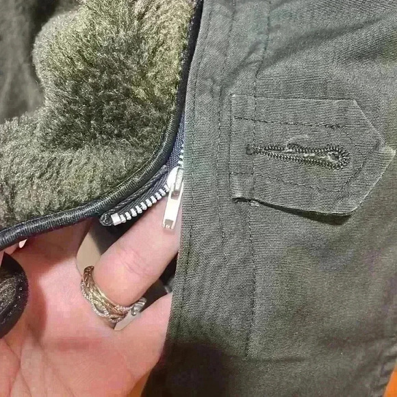 London Fog Men Sz 40 Long Trench Rain Coat Jacket Removable Lining Forest Green - Picture 8 of 9